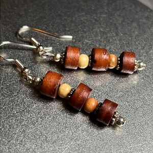 Multi Wood Beaded Earrings.